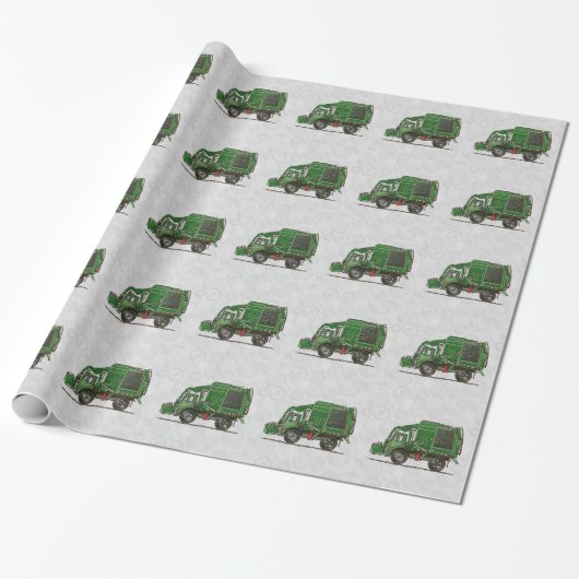 Cute Garbage Truck Trash Truck Cadeaupapier (Uitgerold)
