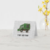 Cute Garbage Truck Trash Truck Kaart (Gele Bloem)