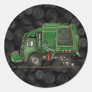 Cute Garbage Truck Trash Truck Ronde Sticker