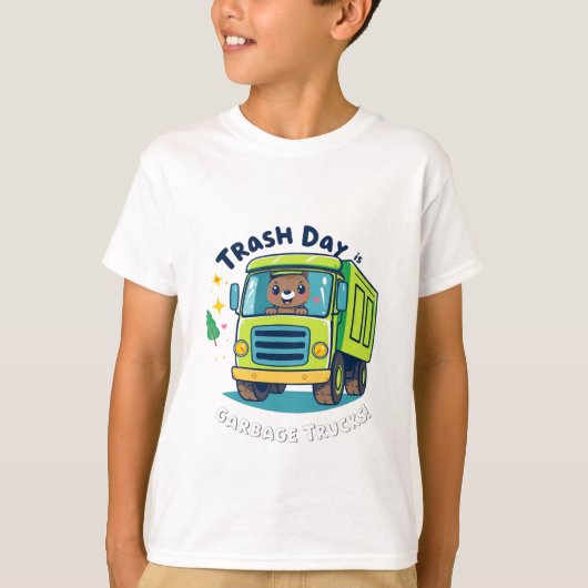 Cute Garbage Truck Trash Truck T-shirt (Voorkant)