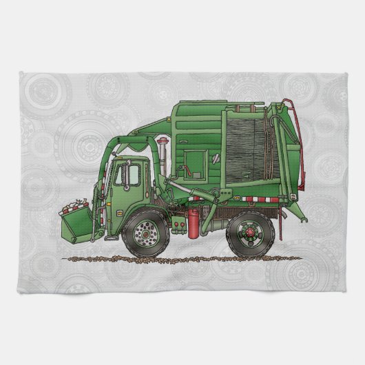 Cute Garbage Truck Trash Truck Theedoek (Horizontaal)