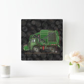 Cute Garbage Truck Trash Truck Vierkante Klok (Huis)