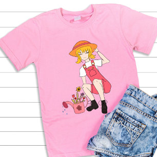 Cute Garden en Bloemenmeisje Blond Hair T-shirt