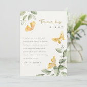 Cute Garden Foliage Butterflies Baby shower Bedankkaart (Staand voorkant)