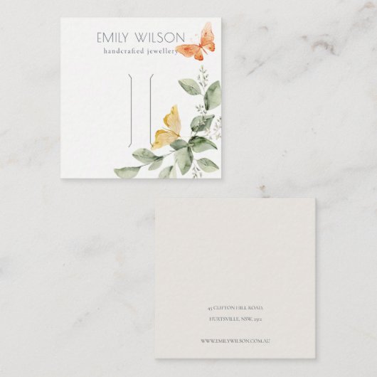 Cute Garden Foliage Butterflies Hair Clip Display Vierkante Visitekaartje (Voorkant / Achterkant)