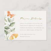 Cute Garden Foliage Butterflies Weddenschap Detail Informatiekaartje (Voorkant)