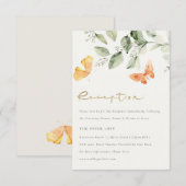 Cute Garden Foliage Butterflies Weddenschap Informatiekaartje (Voorkant / Achterkant)