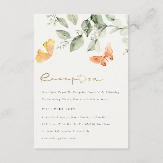 Cute Garden Foliage Butterflies Weddenschap Informatiekaartje (Voorkant)