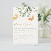 Cute Garden Foliage Butterflies Weddenschap Informatiekaartje (Staand voorkant)