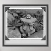 Cute Garden Frog Black and White Print (Voorkant)
