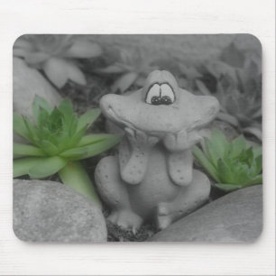 Cute Garden Frog Black White Mousepad Muismat