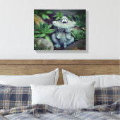 Cute Garden Frog Succulent Garden Canvas Afdruk (Insitu (Slaapkamer))