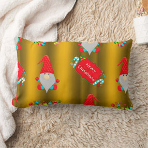 Cute Garden Gnome Gold Kerstkerst Kussen