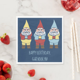 Cute Garden Gnomen Custom Message Party Servet