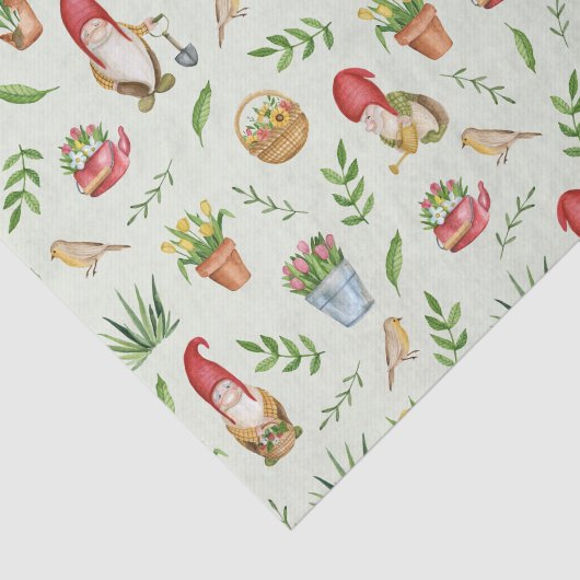 Cute Garden Gnomes, Flowers en Birds Tissuepapier (Detail)
