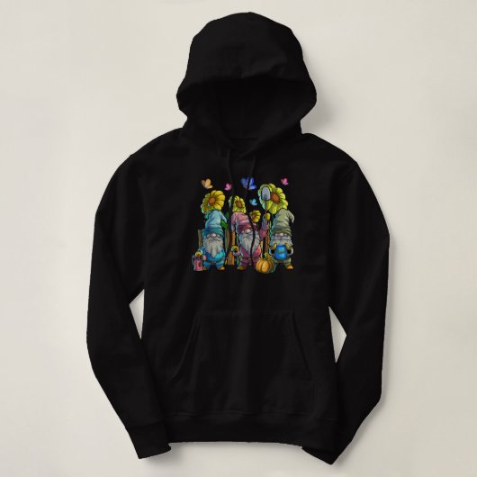 Cute Garden Gnomes met Butterfly Sunflower Garde Hoodie (Design voorkant)