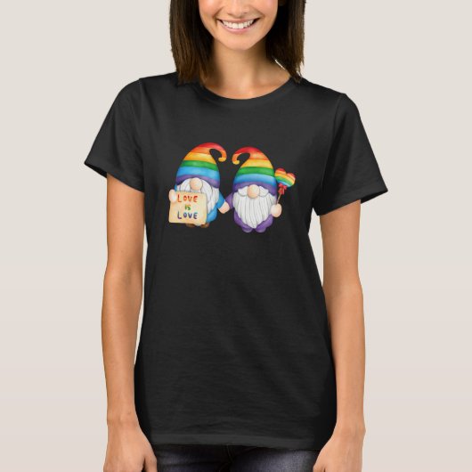 Cute Garden Gnomes Rainbow Flag Gay Pride Lgbt Pr T-shirt (Voorkant)