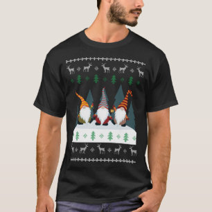 Cute Garden Gnomes Xmas Elf Ugly Kerstmis T-shirt