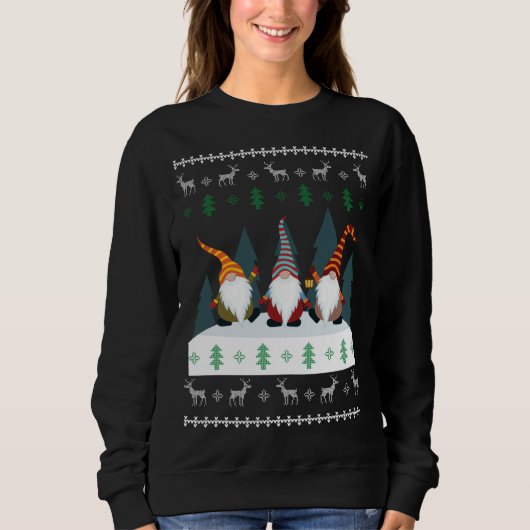Cute Garden Gnomes Xmas Elf Ugly Kerstmis Trui (Voorkant)