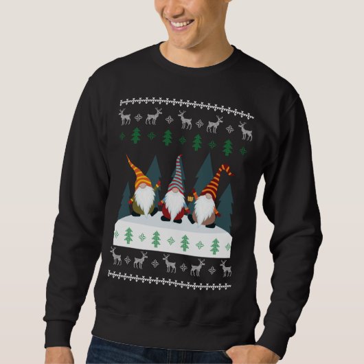 Cute Garden Gnomes Xmas Elf Ugly Kerstmis Trui (Voorkant)