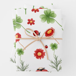 Cute Garden little ladybug baby shower Inpakpapier Vel