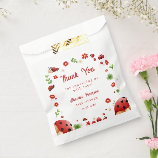 Cute Garden little ladybug baby shower Invitation Bedankzakje (Gezegeld)