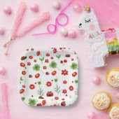 Cute Garden little ladybug baby shower Invitation Papieren Bordje (Feest)