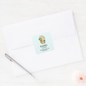 Cute Garden Planter met Regenboog & Clover Busines Vierkante Sticker (Envelop)