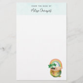 Cute Garden Planter met regenboog en klaver Briefpapier (Voorkant)
