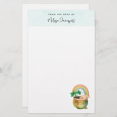 Cute Garden Planter met regenboog en klaver Briefpapier (Voorkant / Achterkant)