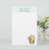 Cute Garden Planter met regenboog en klaver Briefpapier (Staand voorkant)