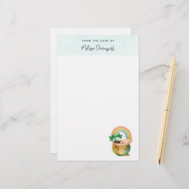 Cute Garden Planter met regenboog en klaver Briefpapier