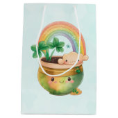 Cute Garden Planter met regenboog en klaver Medium Cadeauzakje (Achterkant)