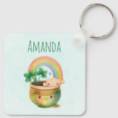 Cute Garden Planter met regenboog en klaver Sleutelhanger (Achterkant)