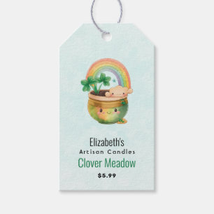 Cute Garden Planter met regenboog en klaverwinkel Cadeaulabel