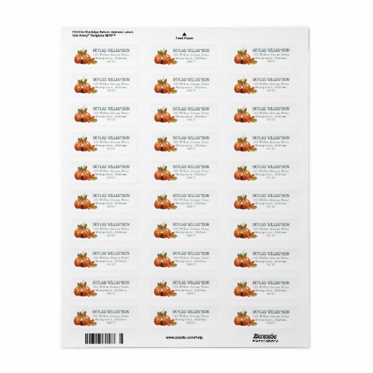 Cute Garden Pumpkin Autumn Herfst Leafs Etiket (Full Sheet)