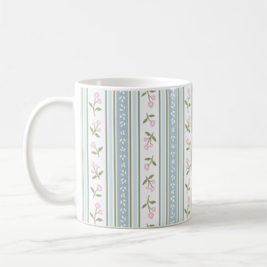 Cute Garden Stripe Floral Coffee Mug Koffiemok (Links)