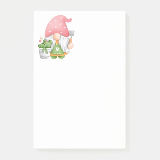 Cute Gardener Green Pink Waterverf Garden Gnome Post-it® Notes (Voorkant)
