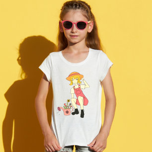Cute Gardening Girl and Flower Girl Blond Hair T-shirt