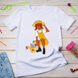 Cute Gardening Girl met Flowers Girls' T-shirt