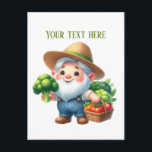 Cute gardening gnome mixed vegetable customizable briefkaart<br><div class="desc">Cute gardening gnome mixed vegetable customizable postcard</div>