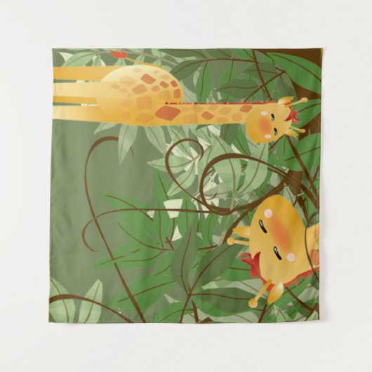 Cute Gariffe Oerwouden Dieren q Tapestry Wandkleed (Voorkant (horizontaal))
