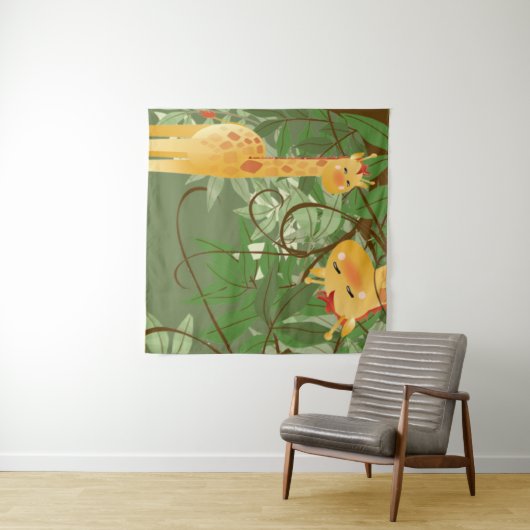 Cute Gariffe Oerwouden Dieren q Tapestry Wandkleed (In Situ (horizontaal))