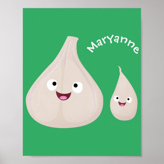 Cute garlic cartoon vegetable illustration poster (Voorkant)