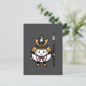 Cute Garlic Samurai Castle Guard Yari Illustration Briefkaart (Staand voorkant)
