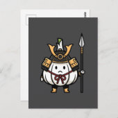 Cute Garlic Samurai Castle Guard Yari Illustration Briefkaart (Voorkant / Achterkant)
