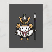 Cute Garlic Samurai Castle Guard Yari Illustration Briefkaart (Voorkant)