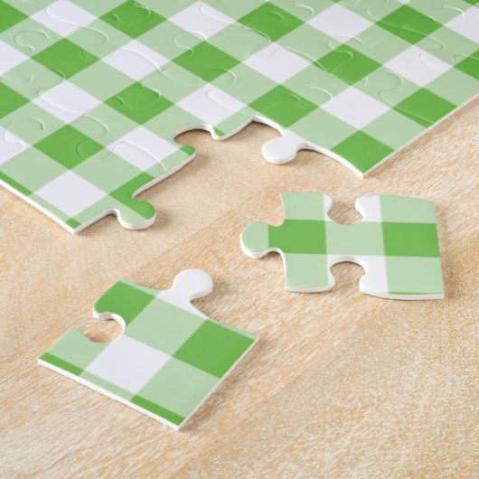 Cute Gator Green Gingham Legpuzzel (Zijkant)
