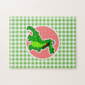 Cute Gator Green Gingham Legpuzzel (Horizontaal)