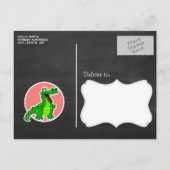 Cute Gator Green Gingham Uitnodiging Briefkaart (Achterkant)